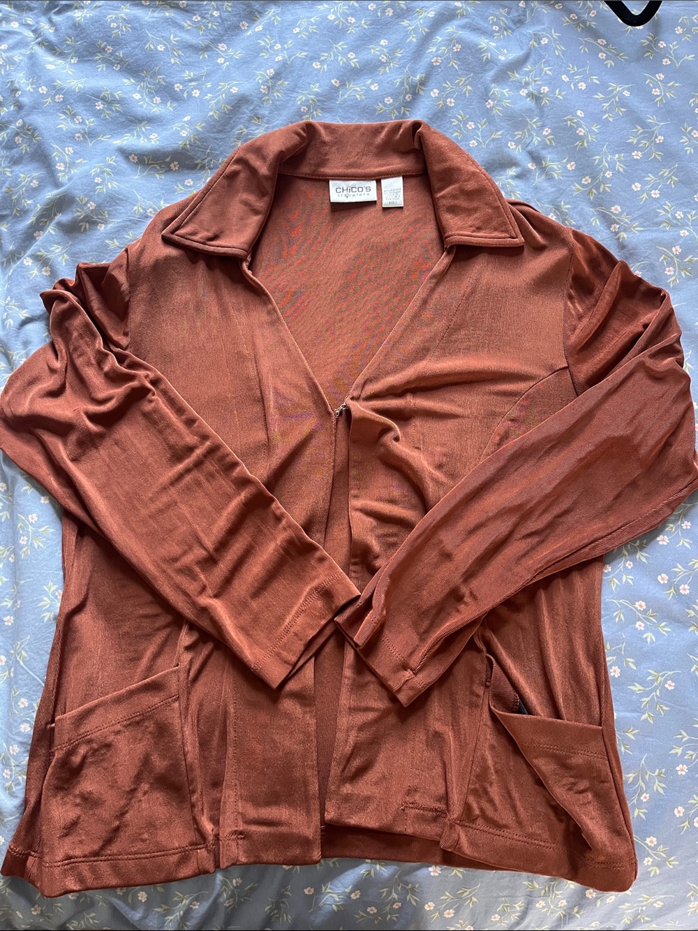 Chico's silky warm brown cardigan